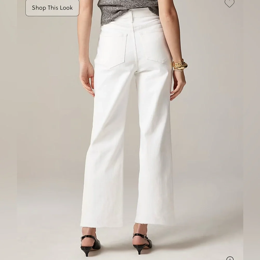 NWT J. Crew Petite slim-wide jean in White Denim Cropped Ankle Jeans raw hem - Picture 2 of 12